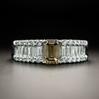 Estate .80 Carat Emerald-Cut Cognac Diamond Ring - 3