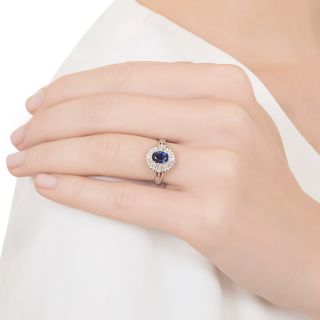 Estate .80 Carat Sapphire and Diamond Halo Ring