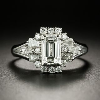 Estate .82 Carat Emerald-Cut Diamond Cluster Ring - GIA G VS1 - 3
