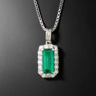Estate .87 Carat Emerald and Diamond Drop Pendant - 2