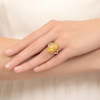 Estate 9.15 Carat Fire Opal and Diamond Ring