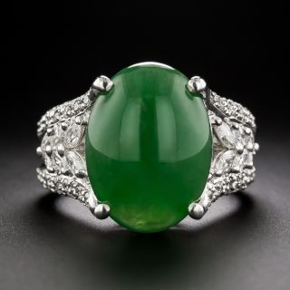 Estate 9.43 Carat Burmese Jade and Diamond Ring - 1