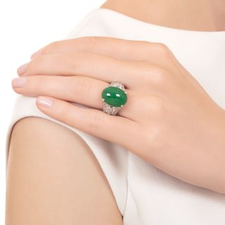Estate 9.43 Carat Burmese Jade and Diamond Ring