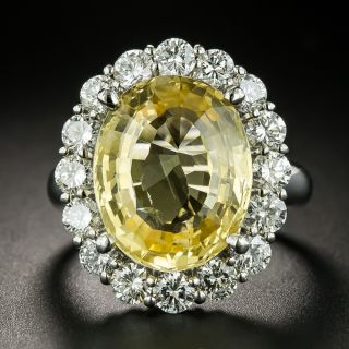 Estate 9.99 Carat No-Heat Ceylon Yellow Sapphire and Diamond Ring - GIA - 2