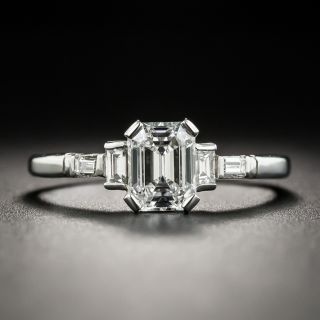 Estate .94 Carat Emerald-Cut Diamond Platinum Engagement Ring - GIA D VVS2 - 2