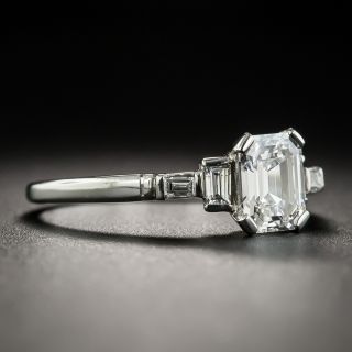 Estate .94 Carat Emerald-Cut Diamond Platinum Engagement Ring - GIA D VVS2