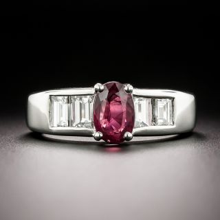 Estate .99 Carat Ruby and Baguette Diamond Ring - 2