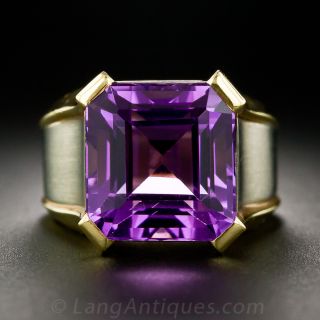 Estate Amethyst Two-Tone Ring - Size 4 1/2 - 1