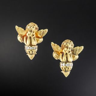 Estate Angel Earrings with Diamonds - 2