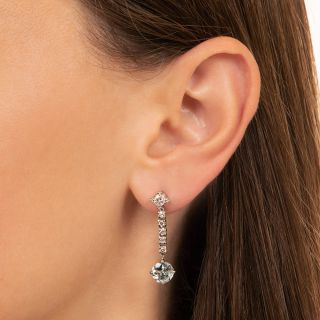 Estate Aquamarine and Diamond Dangle Earrings