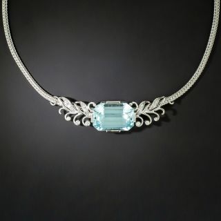 Estate Aquamarine and Diamond Necklace - 3