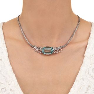 Estate Aquamarine and Diamond Necklace