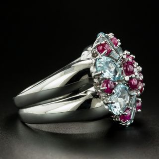 Estate Aquamarine and Ruby Ring by Zoccai