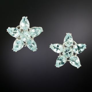 Estate Aquamarine Star Earrings - 2