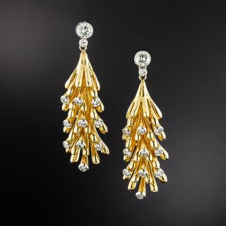 Estate Articulating Diamond Drop Earrings - 2