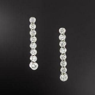 Estate Bezel-Set Diamond Dangle Earrings - 2