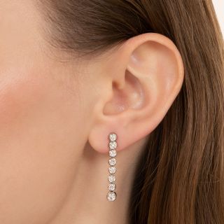 Estate Bezel-Set Diamond Dangle Earrings