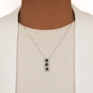 Estate Black and White Diamond Trio Necklace