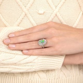 Estate Black Boulder Opal and Diamond Ring