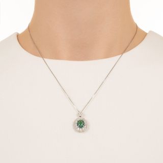 Estate Black Opal and Diamond Halo Necklace