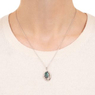 Estate Black Opal and Diamond Necklace 