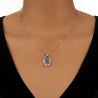 Estate Black Opal and Diamond Pendant