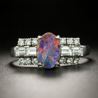 Estate Black Opal and Diamond Ring - 2