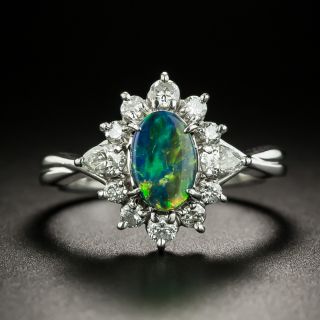Estate Black Opal and Diamond Ring - 2