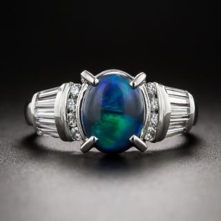 Estate Black Opal and Diamond Ring - 3
