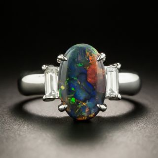 Estate Black Opal and Diamond Ring - 4