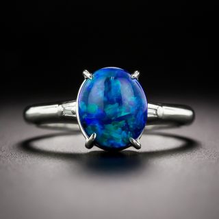 Estate Black Opal Doublet and Diamond Ring - 2