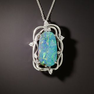 Estate Boulder Opal and Diamond Necklace  - 3
