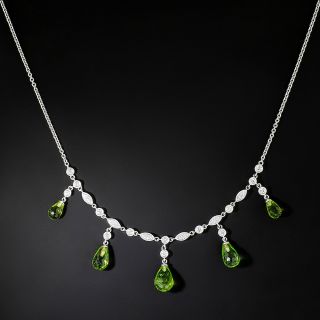 Estate Briolette Peridot and Diamond Necklace - 2