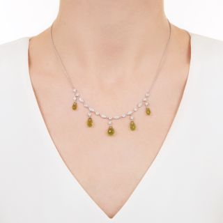Estate Briolette Peridot and Diamond Necklace