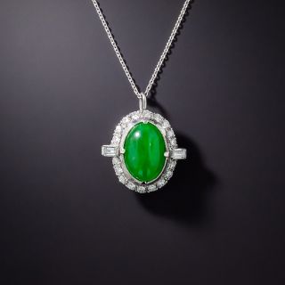 Estate Burmese Jade and Diamond Pendant - 1