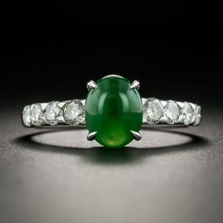 Estate Burmese Jade and Diamond Ring - 2