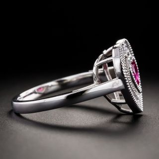 Estate Burmese Ruby and Diamond Heart Ring