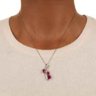 Estate Burmese Ruby and Diamond Pendant 