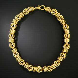 Estate Byzantine Turkish Wide Link Gold Chain - 2