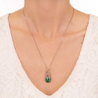 Estate Carved Jade and Diamond Necklace