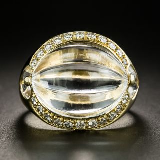 Estate Carved Rock Crystal and Diamond Ring - 2