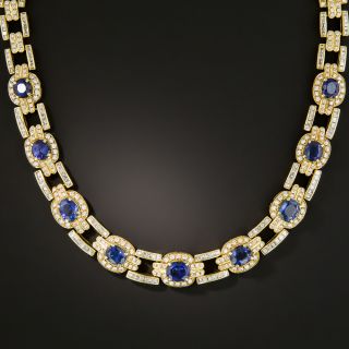 Estate Sapphire and Diamond Link Necklace - 3