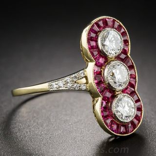 Estate Diamond and Calibre Ruby Dinner  Ring