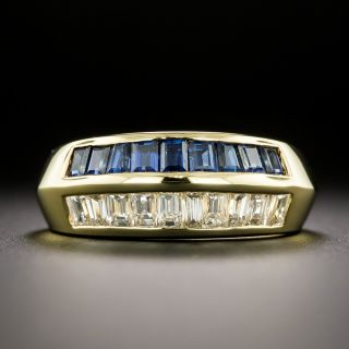 Estate Diamond and Sapphire Double Channel Ring - 3