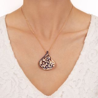 Estate Diamond And Sapphire Leaf Necklace