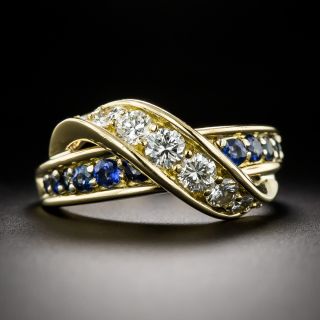 Estate Diamond and Sapphire Ribbon Wrap Ring - 2