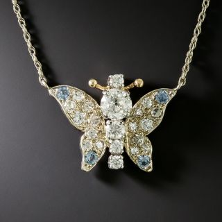 Estate Diamond Butterfly Pendant - 2