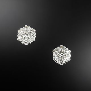 Estate Diamond Cluster Earrings - 2