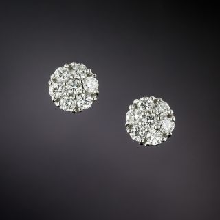 Estate Diamond Cluster Earrings - 2