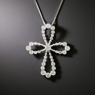 Estate Diamond Cross Necklace - 2